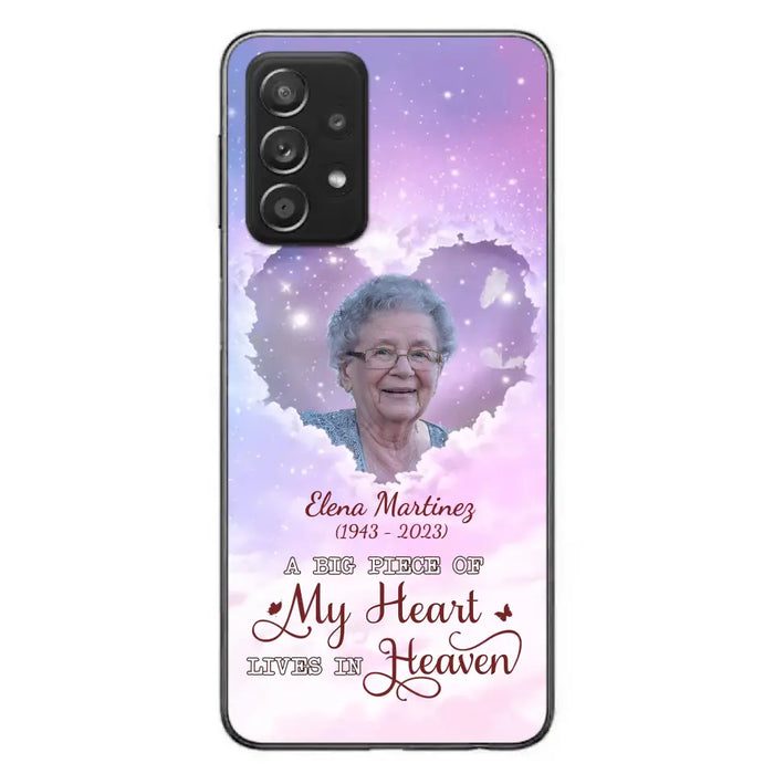 Custom Personalized Memorial Photo Phone Case - Memorial Gift For Family Member - Upload Photo - Case For iPhone/Samsung - A Big Piece Of My Heart Lives In Heaven