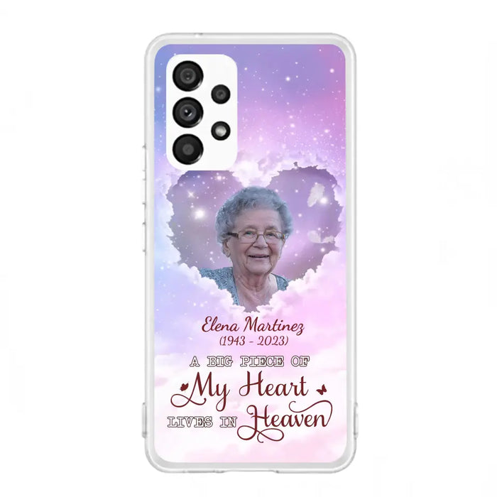 Custom Personalized Memorial Photo Phone Case - Memorial Gift For Family Member - Upload Photo - Case For iPhone/Samsung - A Big Piece Of My Heart Lives In Heaven