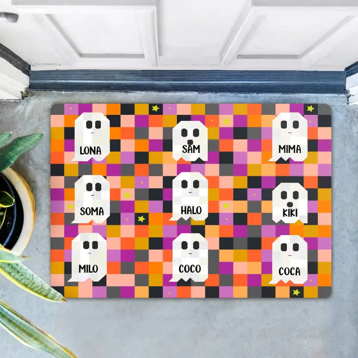 Personalize Halloween Family Doormat -  Gift Idea For Halloween/Famly - Upto 9 Boos