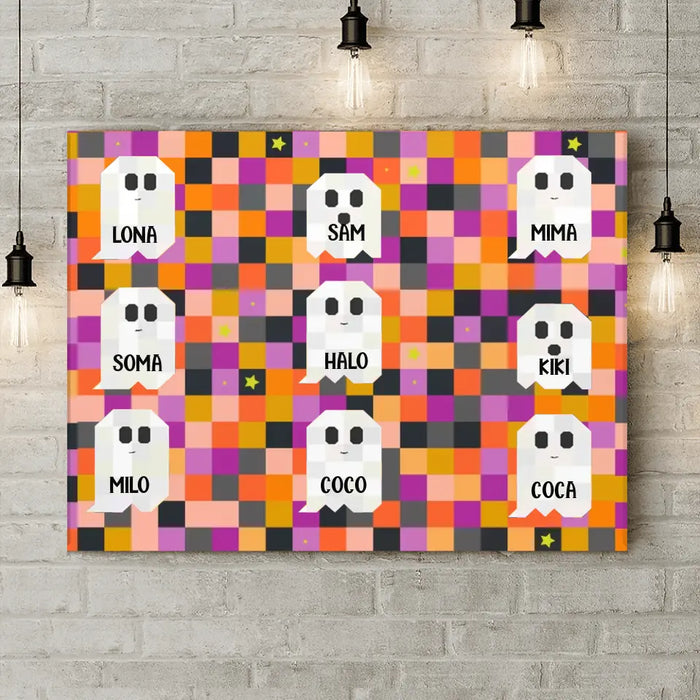 Personalize Halloween Family Canvas -  Gift Idea For Halloween/Famly - Upto 9 Boos