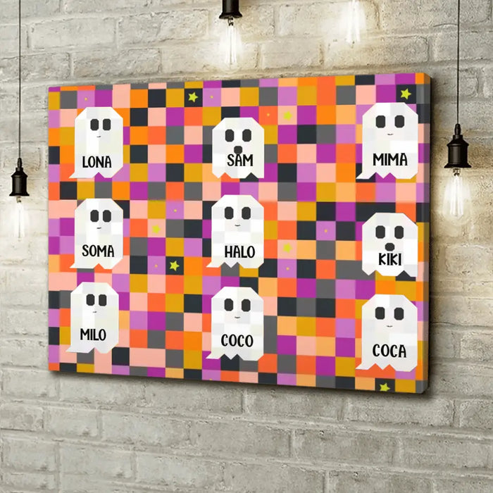 Personalize Halloween Family Canvas -  Gift Idea For Halloween/Famly - Upto 9 Boos