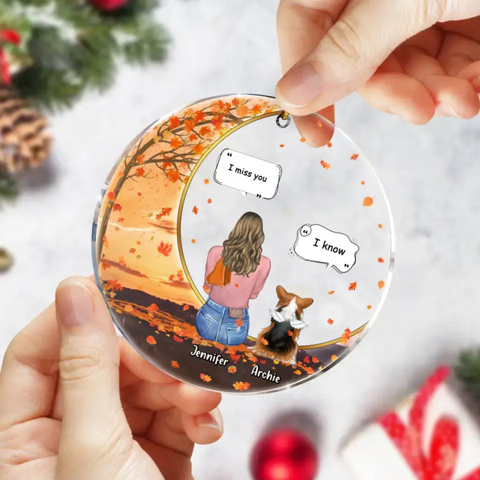 Custom Personalized Fall Pet Mom Acrylic Ornament  - Upto 3 Pets - Best Gift For Dog Lovers/Cat Lovers