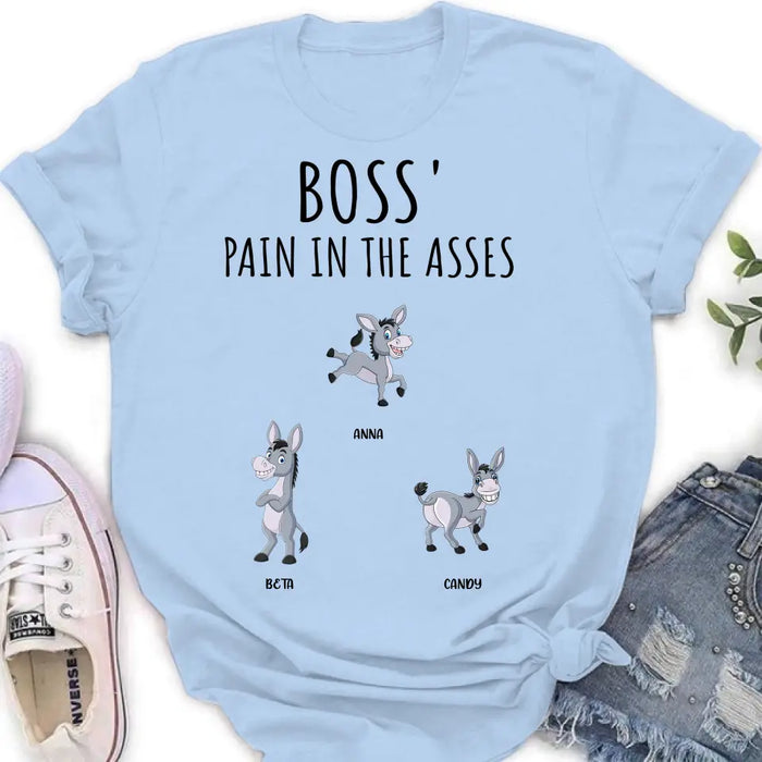 Custom Personalized Donkeys Shirt/ Hoodie - Gift Idea For Family/ Grandma/ Papa - Upto 12 Donkeys - Boss' Little Asses