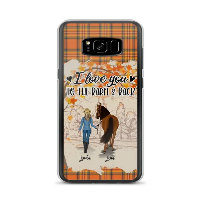 Personalized Horse Girl Phone Case - Gift Idea For Horse Lovers - Up To 6 Horses - I Love You To The Barn & Back - Cases For iPhone/Samsung