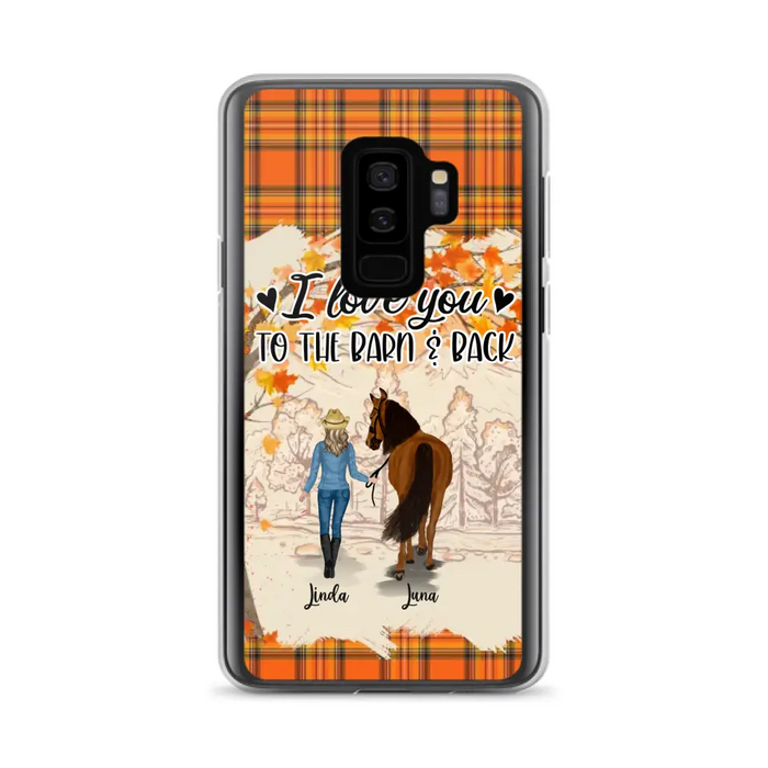 Personalized Horse Girl Phone Case - Gift Idea For Horse Lovers - Up To 6 Horses - I Love You To The Barn & Back - Cases For iPhone/Samsung