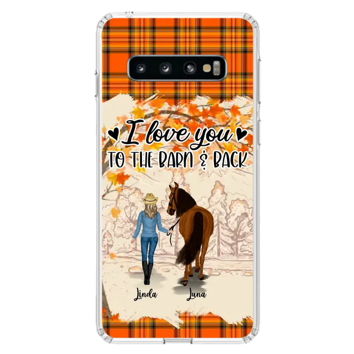 Personalized Horse Girl Phone Case - Gift Idea For Horse Lovers - Up To 6 Horses - I Love You To The Barn & Back - Cases For iPhone/Samsung