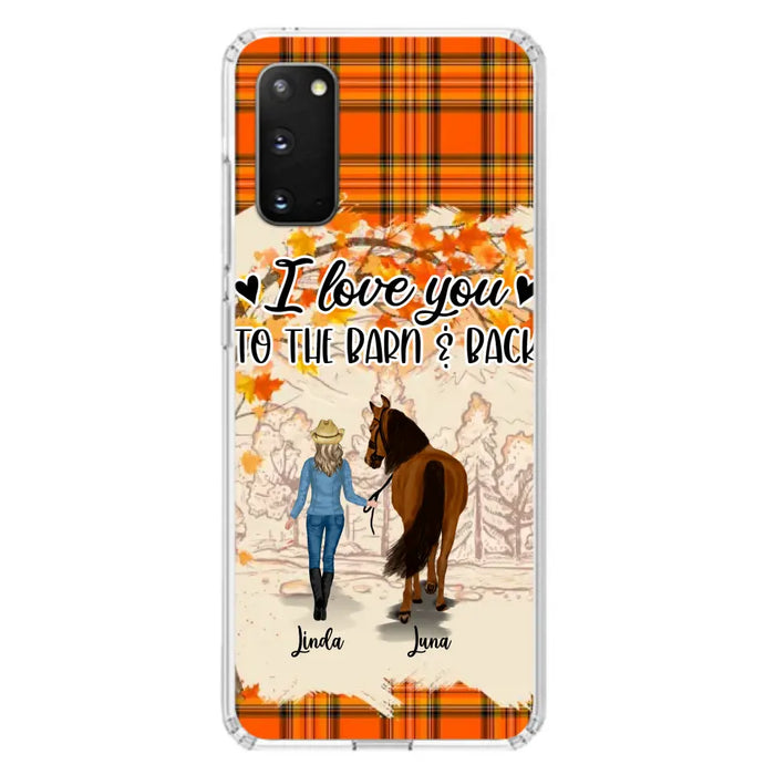 Personalized Horse Girl Phone Case - Gift Idea For Horse Lovers - Up To 6 Horses - I Love You To The Barn & Back - Cases For iPhone/Samsung