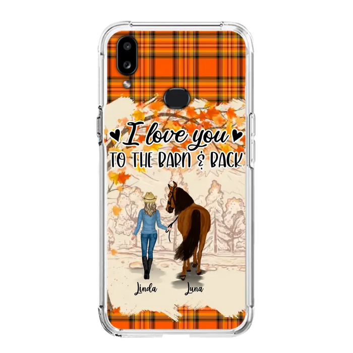 Personalized Horse Girl Phone Case - Gift Idea For Horse Lovers - Up To 6 Horses - I Love You To The Barn & Back - Cases For iPhone/Samsung