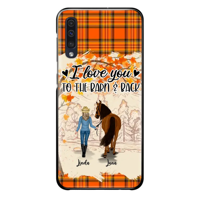 Personalized Horse Girl Phone Case - Gift Idea For Horse Lovers - Up To 6 Horses - I Love You To The Barn & Back - Cases For iPhone/Samsung