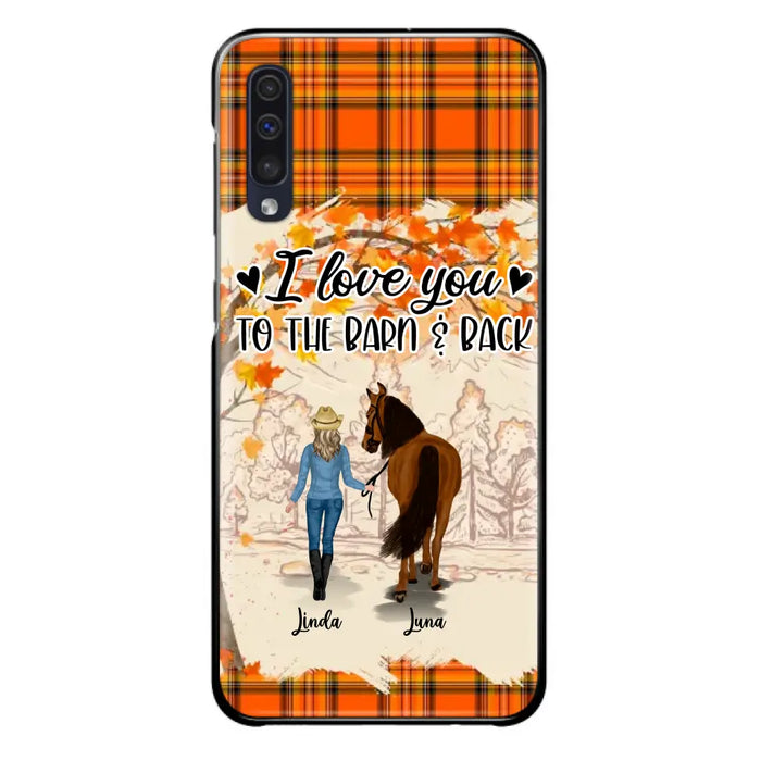 Personalized Horse Girl Phone Case - Gift Idea For Horse Lovers - Up To 6 Horses - I Love You To The Barn & Back - Cases For iPhone/Samsung