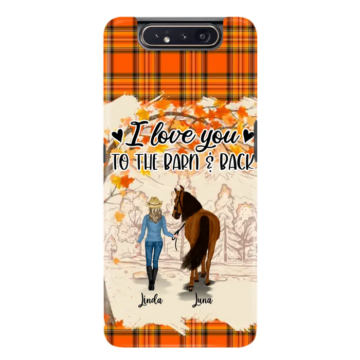 Personalized Horse Girl Phone Case - Gift Idea For Horse Lovers - Up To 6 Horses - I Love You To The Barn & Back - Cases For iPhone/Samsung