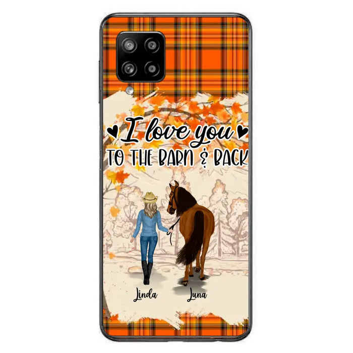 Personalized Horse Girl Phone Case - Gift Idea For Horse Lovers - Up To 6 Horses - I Love You To The Barn & Back - Cases For iPhone/Samsung