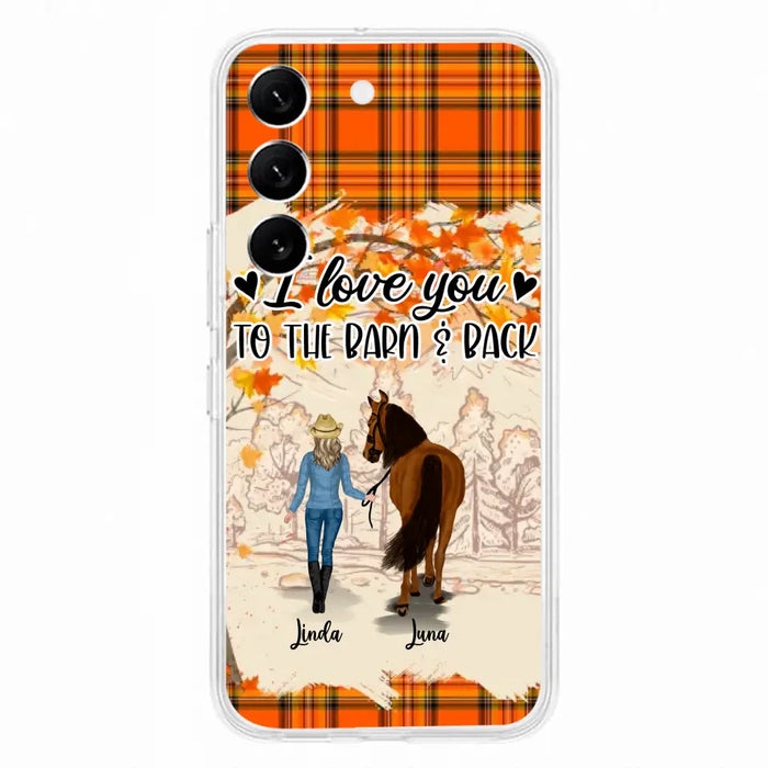 Personalized Horse Girl Phone Case - Gift Idea For Horse Lovers - Up To 6 Horses - I Love You To The Barn & Back - Cases For iPhone/Samsung