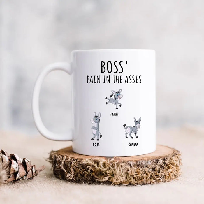 Custom Personalized Donkeys Coffee Mug - Gift Idea For Family/ Grandma/ Papa - Upto 12 Donkeys - Boss' Little Asses