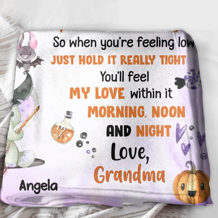 Personalized Halloween Granddaughter Quilt/Single Layer Fleece Blanket/Pillow Cover - Gift Idea For Halloween From Grandma