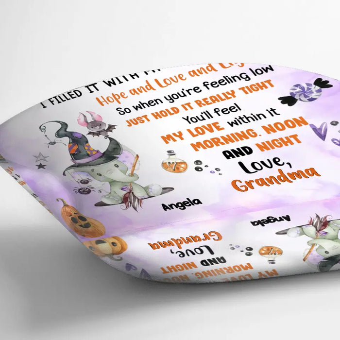 Personalized Halloween Granddaughter Quilt/Single Layer Fleece Blanket/Pillow Cover - Gift Idea For Halloween From Grandma