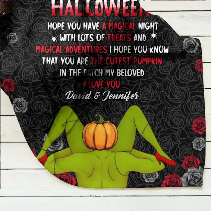 Personalized Halloween Single Layer Fleece/ Quilt Blanket - Gift Idea For Couple/ Halloween - Happy Halloween