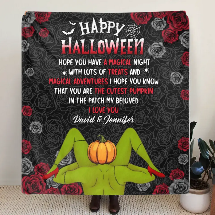 Personalized Halloween Single Layer Fleece/ Quilt Blanket - Gift Idea For Couple/ Halloween - Happy Halloween