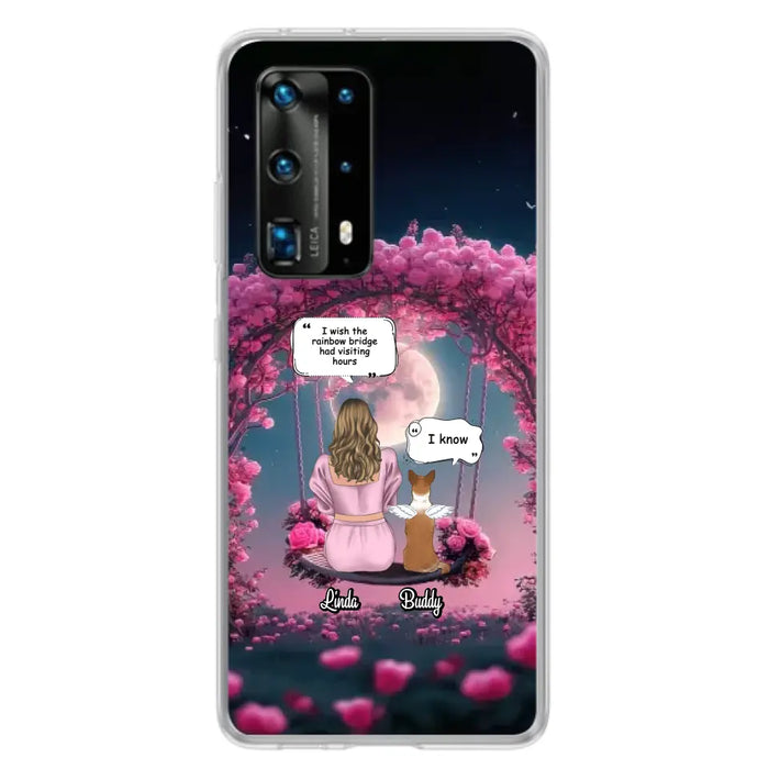 Custom Memorial Dog Mom Phone Case - Upto 4 Dogs - Memorial Gift Idea For Dog Owners - I Wish The Rainbow Bridge Had Visiting Hours - Case For Oppo/Xiaomi/Huawei