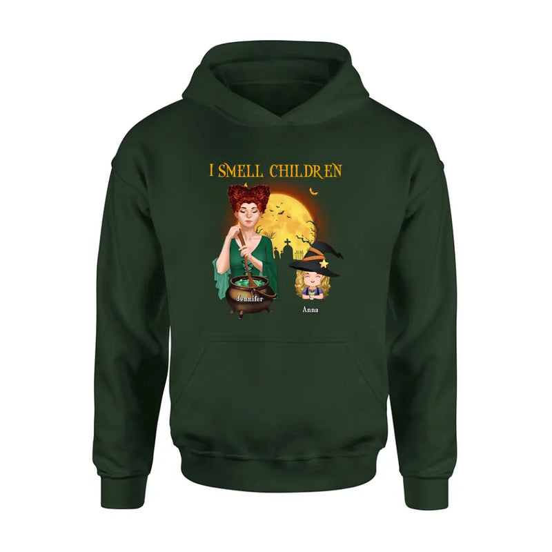 Personalized Grandma Witch Shirt/Hoodie - Halloween Gift Idea For Grandma/Mother - Woman With Up to 6 Kids - I Smell Children