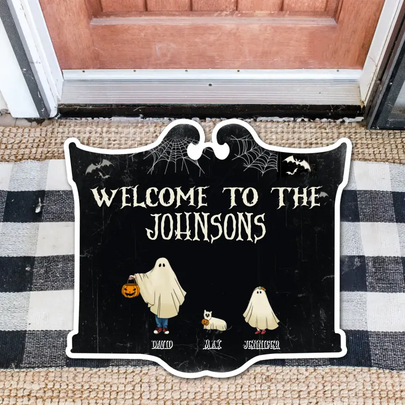 Personalized Family Ghosts Doormat - Up to 6 People - Halloween Gift Idea for Family