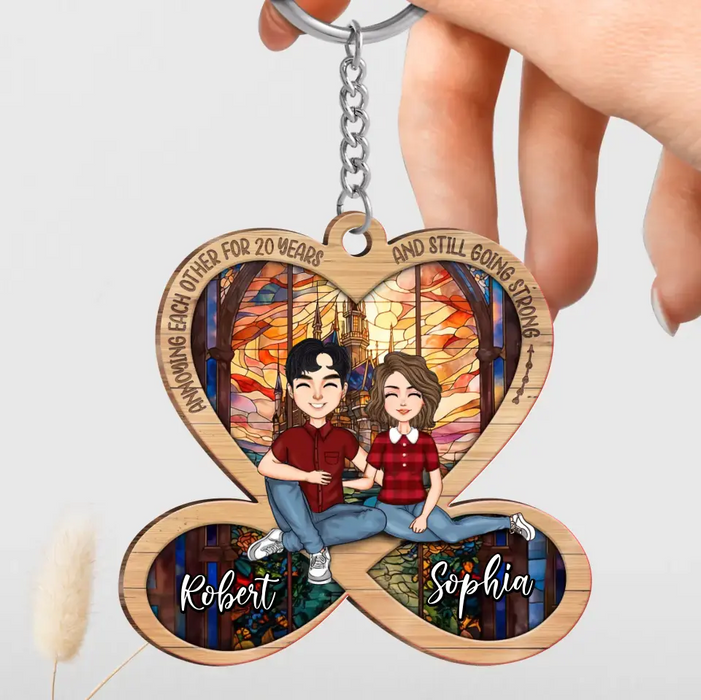 Custom Personalized Infinity Heart Couple Wooden Keychain - Gift Idea For Wife/Husband/Couple - Anniversary Gift - Annoying Each Other For 20 Years And Still Going Strong