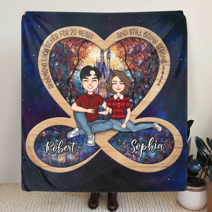 Custom Personalized Infinity Heart Couple Fleece/ Quilt Blanket - Gift Idea For Wife/Husband/Couple - Anniversary Gift - Annoying Each Other For 20 Years And Still Going Strong