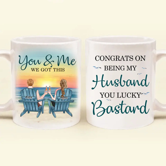 Custom Personalized Couple Coffee Mug - Gift Idea for Couple/Him/Her - Anniversary Gift - Congrats On Being My Husband You Lucky Bastard