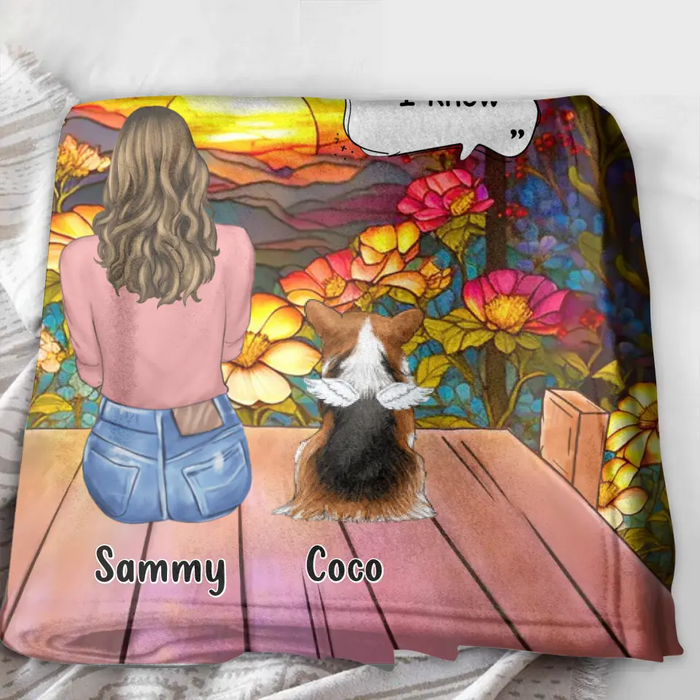 Custom Personalized Memorial Pet Single Layer Fleece/ Quilt Blanket - Upto 3 Pets - Memorial Gift Idea For Dog/Cat/Rabbits Owners - I Miss You