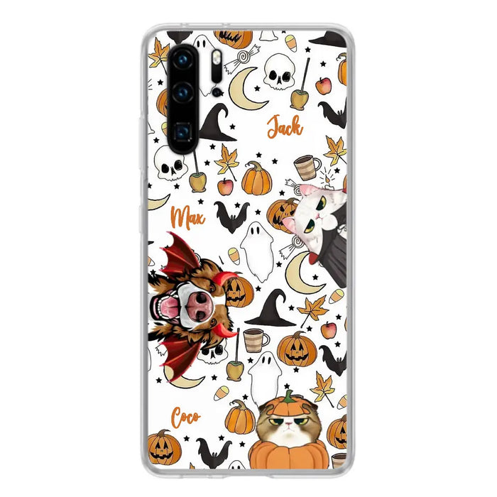 Custom Personalized Halloween Pet Phone Case - Upto 3 Pets - Gift Idea For Dog/Cat Owners - Case for Oppo/Xiaomi/Huawei