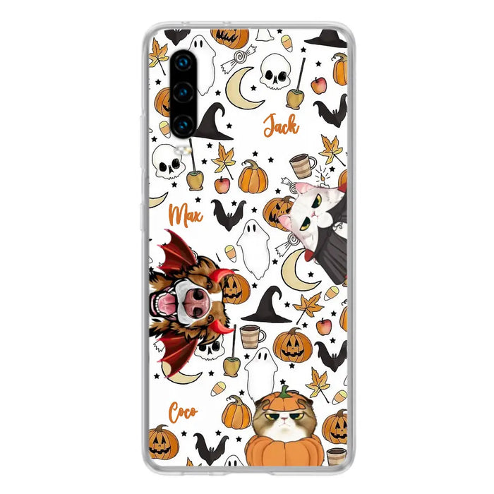 Custom Personalized Halloween Pet Phone Case - Upto 3 Pets - Gift Idea For Dog/Cat Owners - Case for Oppo/Xiaomi/Huawei