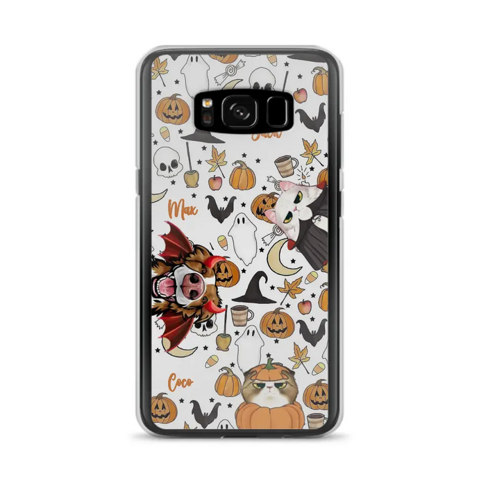 Custom Personalized Halloween Pet Phone Case - Upto 3 Pets - Gift Idea For Dog/Cat Owners - Case for iPhone/Samsung