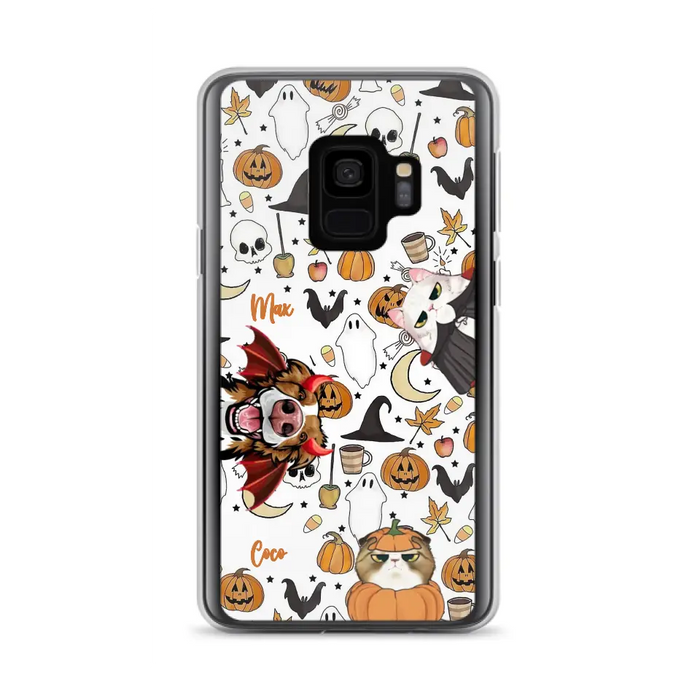 Custom Personalized Halloween Pet Phone Case - Upto 3 Pets - Gift Idea For Dog/Cat Owners - Case for iPhone/Samsung