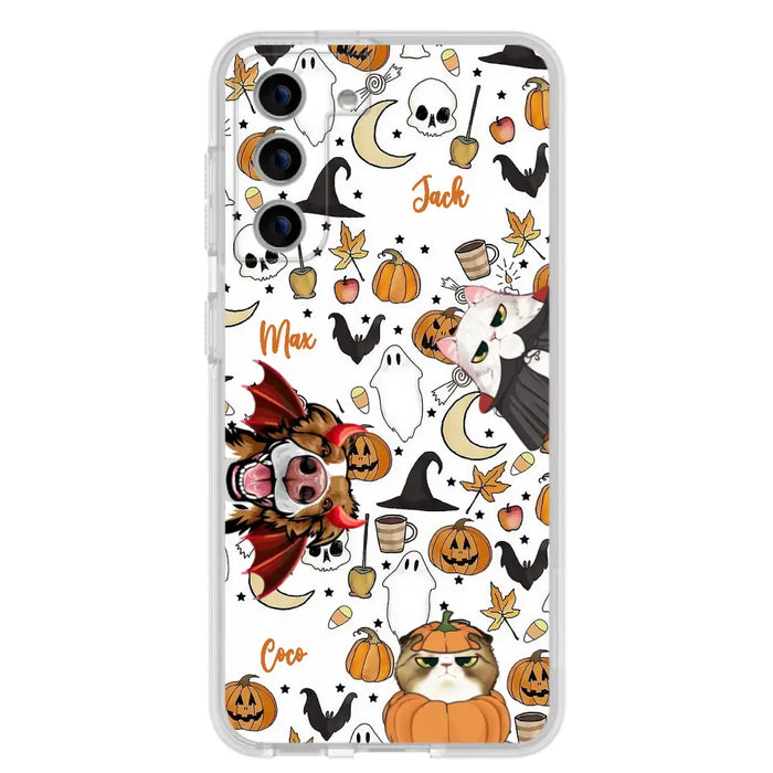 Custom Personalized Halloween Pet Phone Case - Upto 3 Pets - Gift Idea For Dog/Cat Owners - Case for iPhone/Samsung