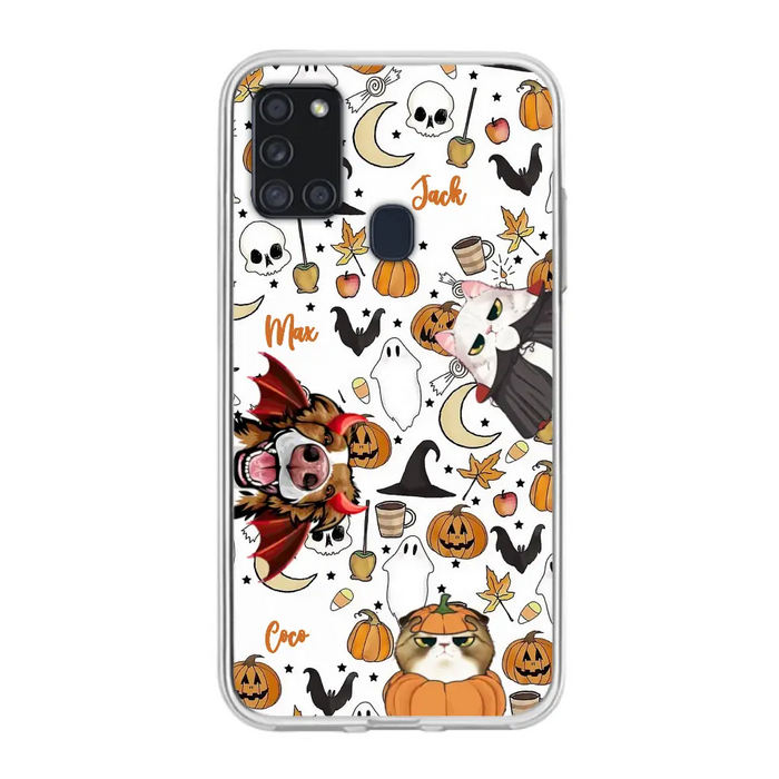 Custom Personalized Halloween Pet Phone Case - Upto 3 Pets - Gift Idea For Dog/Cat Owners - Case for iPhone/Samsung