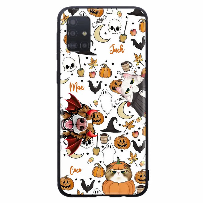 Custom Personalized Halloween Pet Phone Case - Upto 3 Pets - Gift Idea For Dog/Cat Owners - Case for iPhone/Samsung