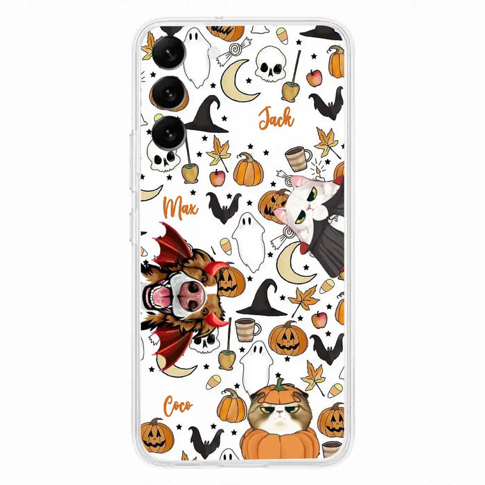 Custom Personalized Halloween Pet Phone Case - Upto 3 Pets - Gift Idea For Dog/Cat Owners - Case for iPhone/Samsung