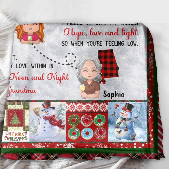 Personalized Granddaughter/Grandson Quilt/Single Layer Fleece Blanket/Pillow Cover - Gift Idea For Christmas From Grandma - Just Hold It Really Tight