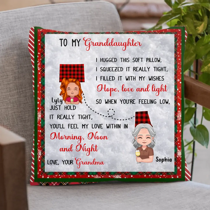 Personalized Granddaughter/Grandson Quilt/Single Layer Fleece Blanket/Pillow Cover - Gift Idea For Christmas - I Hugged This Soft Blanket