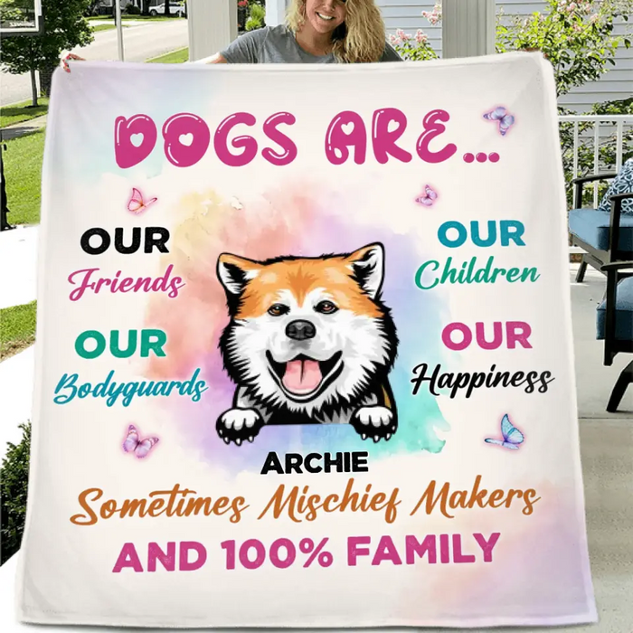 Personalized Dog Quilt/Single Layer Fleece Blanket/Pillow Cover - Gift Idea For Dog Lovers - Dogs Are Our Friends Our Bodyguards