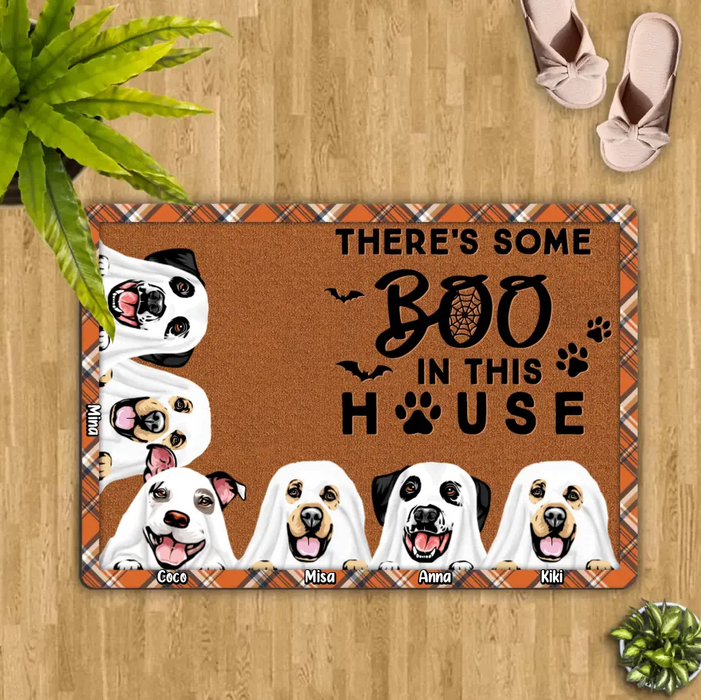 Custom Personalized Halloween Dogs Doormat - Upto 6 Dogs -  Halloween Gift Idea For Dog Lovers - There's Some Boo Sheets In This House