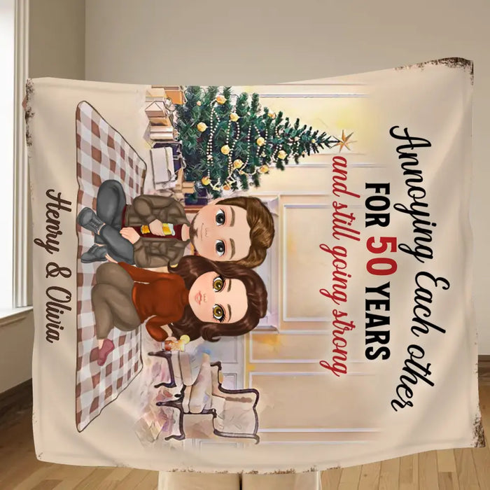 Personalized Couple Single Layer Fleece/ Quilt Blanket - Gift Idea For Couple/Anniversary - Annoying Each Other For 50 Years And Still Going Strong