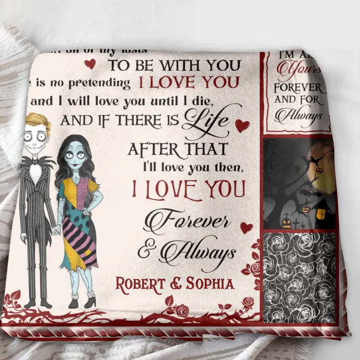 Custom Personalized Halloween Couple Single Layer Fleece/Quilt Blanket - Gift Idea For Couple/Halloween - I Love You Forever & Always