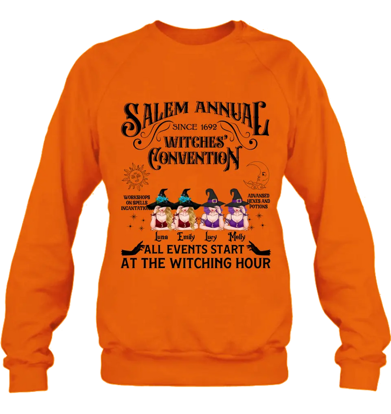 Personalized Halloween Witch Shirt/Hoodie - Gift Idea For Halloween/Besties - Up to 4 Witches - Salem Annual Since 1692 Witches' Convention