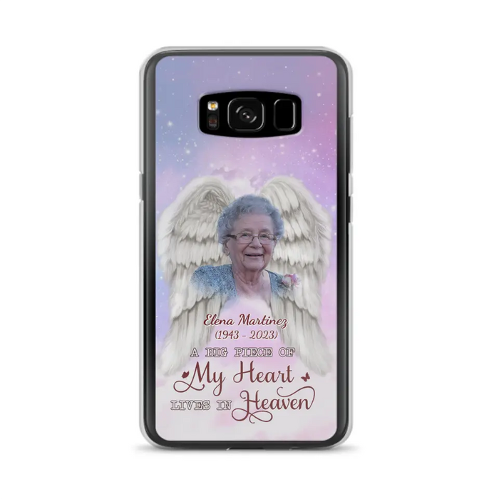 Custom Personalized Memorial Photo Phone Case - Memorial Gift Idea for Family - A Big Piece Of My Heart Lives In Heaven - Case for iPhone/Samsung