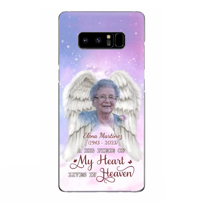 Custom Personalized Memorial Photo Phone Case - Memorial Gift Idea for Family - A Big Piece Of My Heart Lives In Heaven - Case for iPhone/Samsung