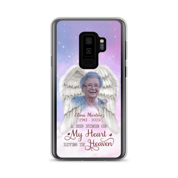 Custom Personalized Memorial Photo Phone Case - Memorial Gift Idea for Family - A Big Piece Of My Heart Lives In Heaven - Case for iPhone/Samsung