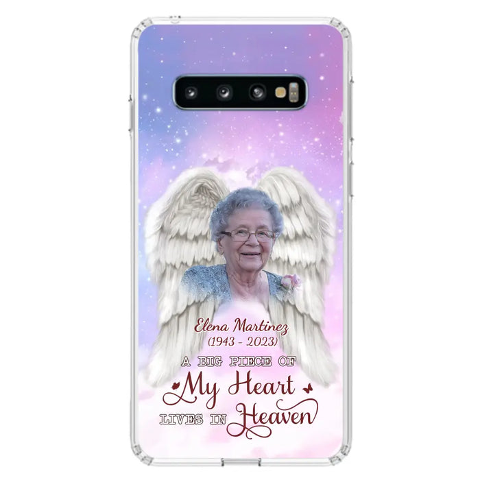 Custom Personalized Memorial Photo Phone Case - Memorial Gift Idea for Family - A Big Piece Of My Heart Lives In Heaven - Case for iPhone/Samsung