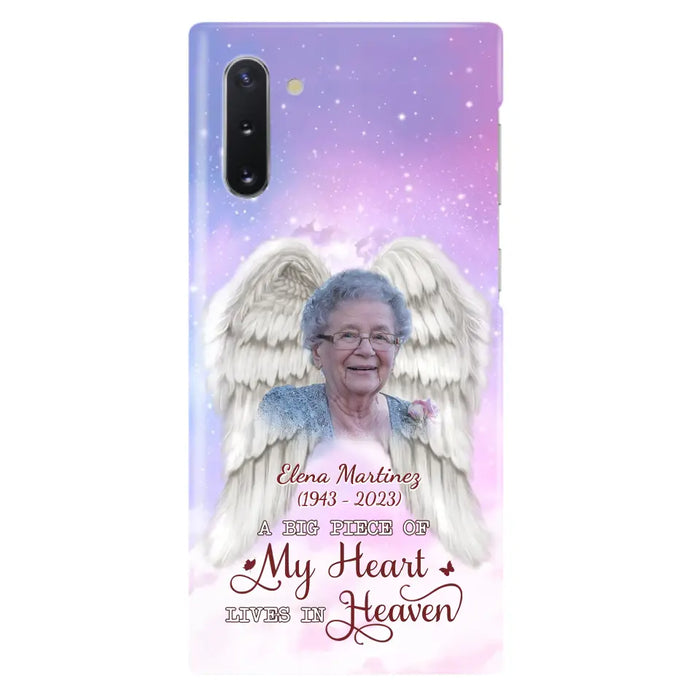 Custom Personalized Memorial Photo Phone Case - Memorial Gift Idea for Family - A Big Piece Of My Heart Lives In Heaven - Case for iPhone/Samsung