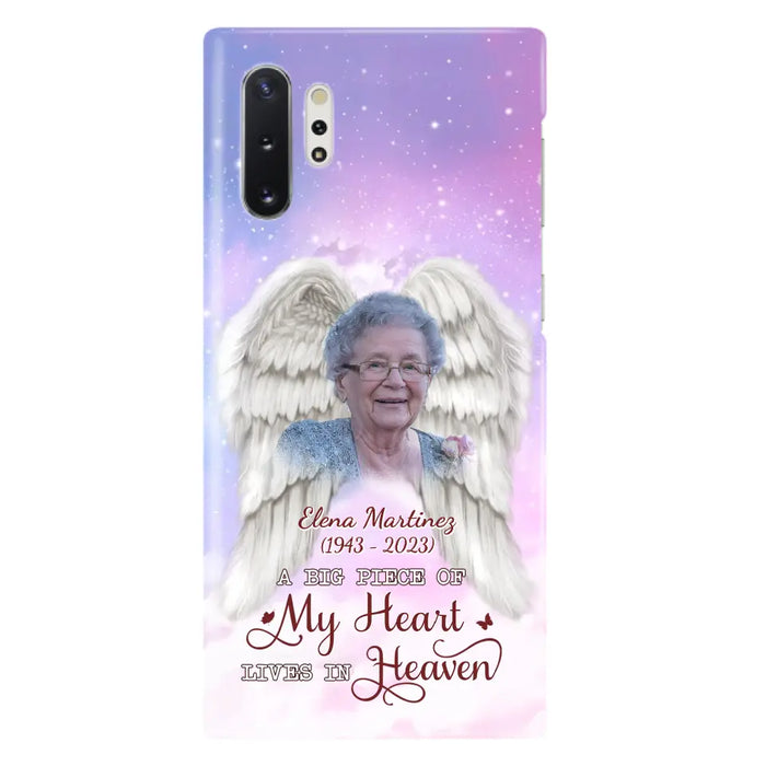 Custom Personalized Memorial Photo Phone Case - Memorial Gift Idea for Family - A Big Piece Of My Heart Lives In Heaven - Case for iPhone/Samsung